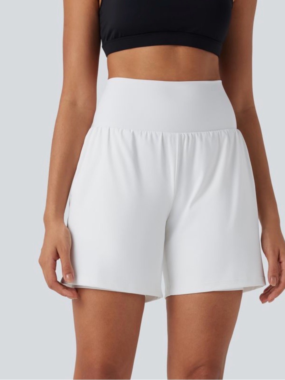HALARA SoftlyZero Airy 2-in-1 Yoga Shorts White M Long 5”